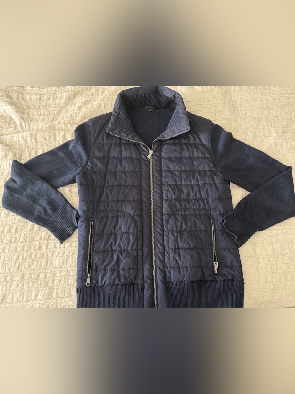 Banana Republic Men’s Quilted Navy Zip-Up Jacket